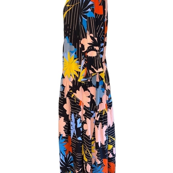 Loralette Women's Dress Size 20 Multicolor Floral Tie Back Bell Sleeves V-Neck - Picture 6 of 9